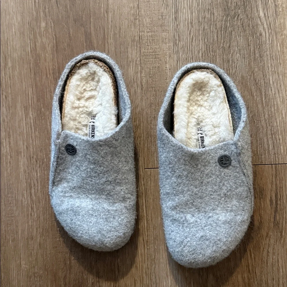 Birkenstock Zermatt Shearling Gray Wool Slippers